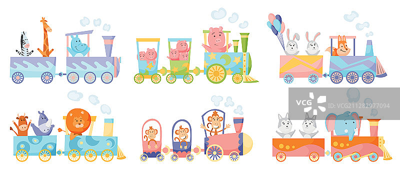 卡通动物火车图片素材