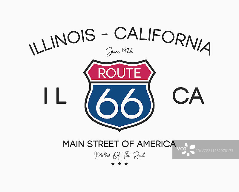 用于T恤服装的66号公路标语图案图片素材