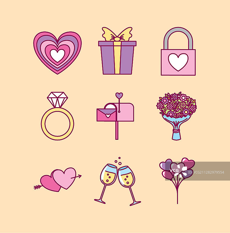 情人节图标合集图片素材