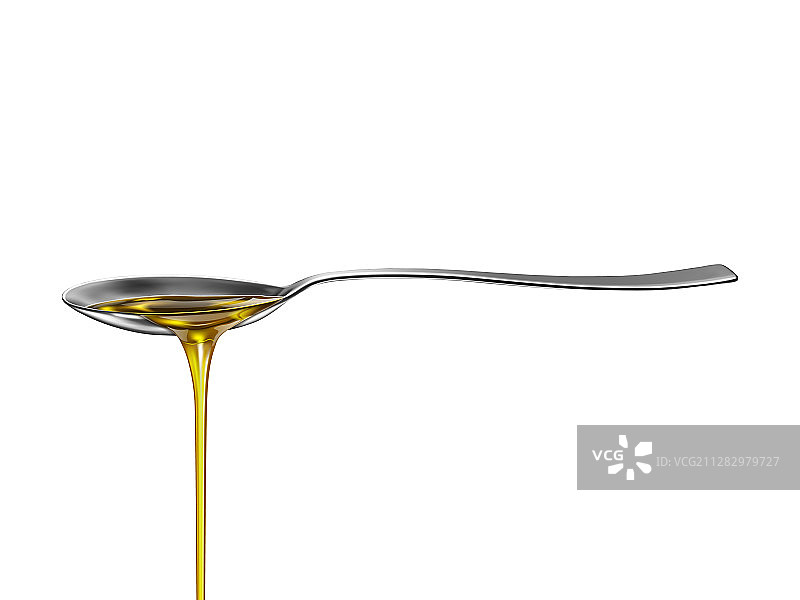 从勺子中滴落或倒出的油图片素材