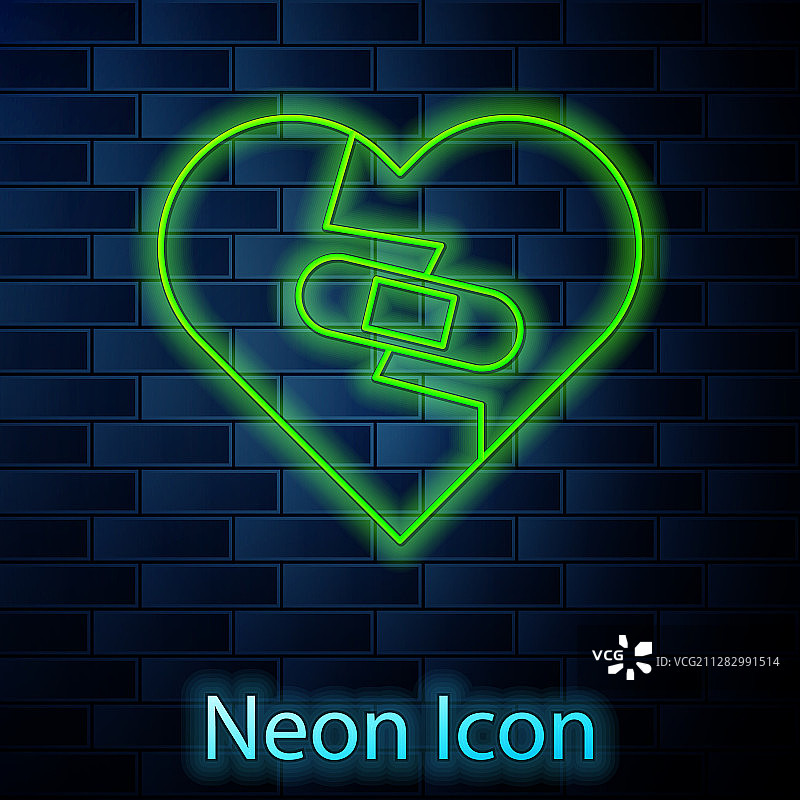发光的霓虹线治愈破碎的心或离婚图片素材