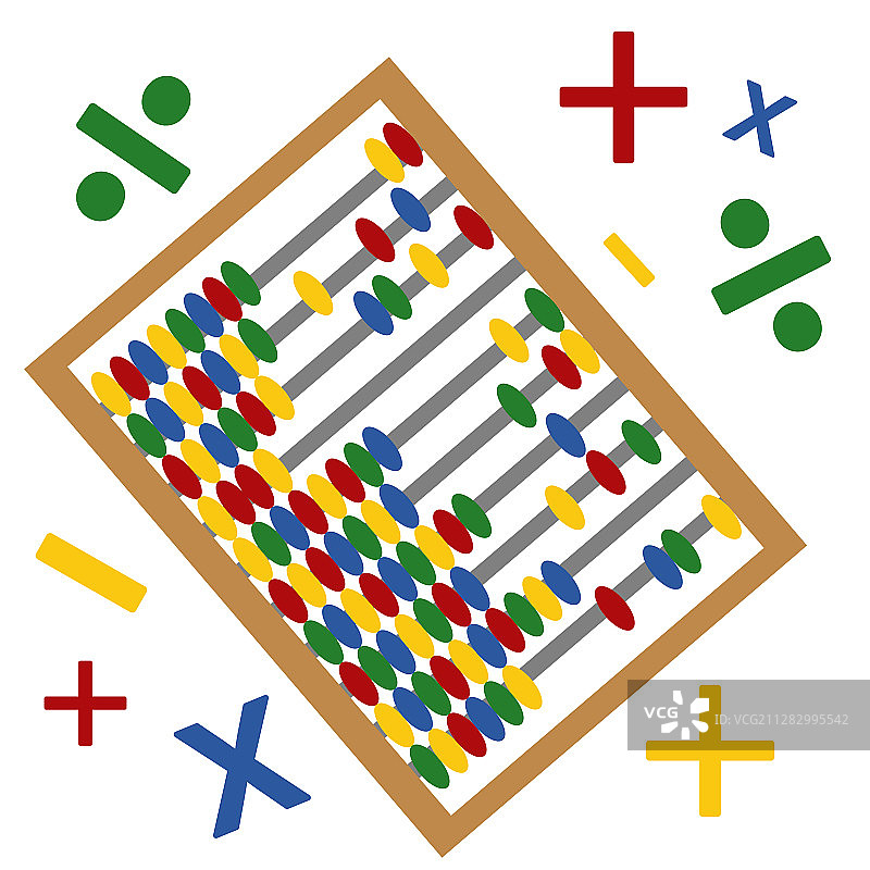 一套六个木制算盘，用于数学教学图片素材