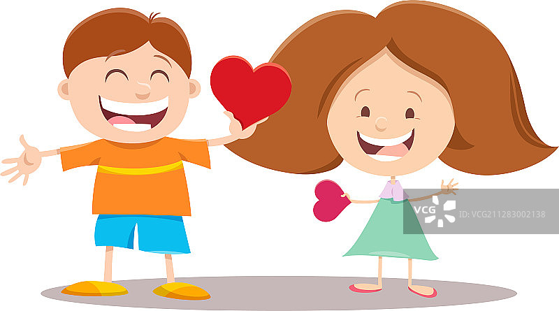 卡通情侣情人节贺卡图片素材