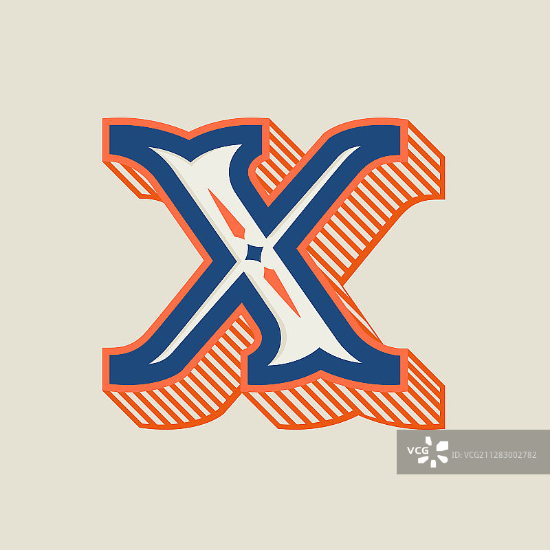带复古西部风格的X字母标志图片素材