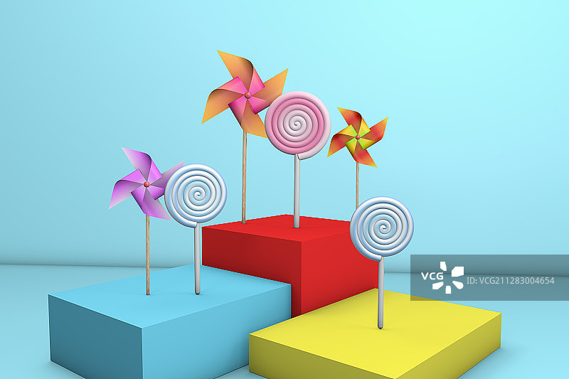 c4d软件制作的六一节展示台,3d渲染图片素材