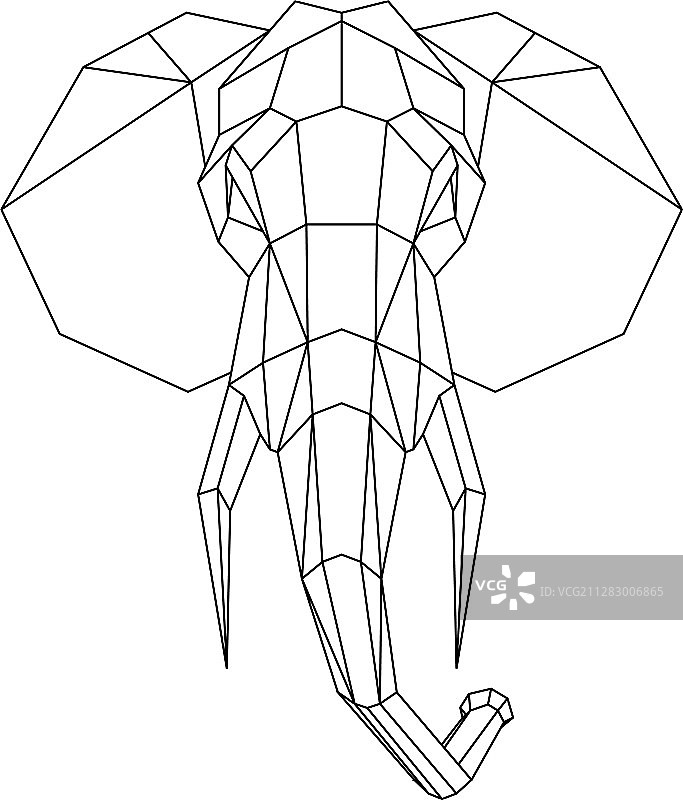 抽象多边形大象头部几何图形图片素材