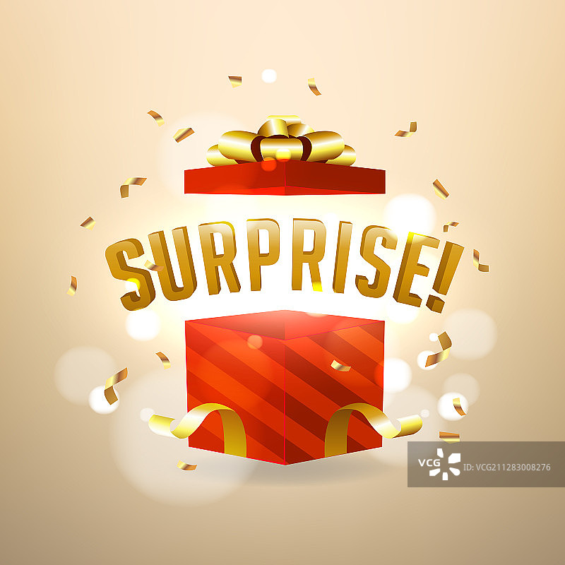 打开的红色惊喜礼品盒图片素材