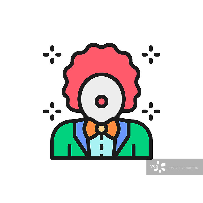 马戏团小丑动画师扁平线条设计图片素材