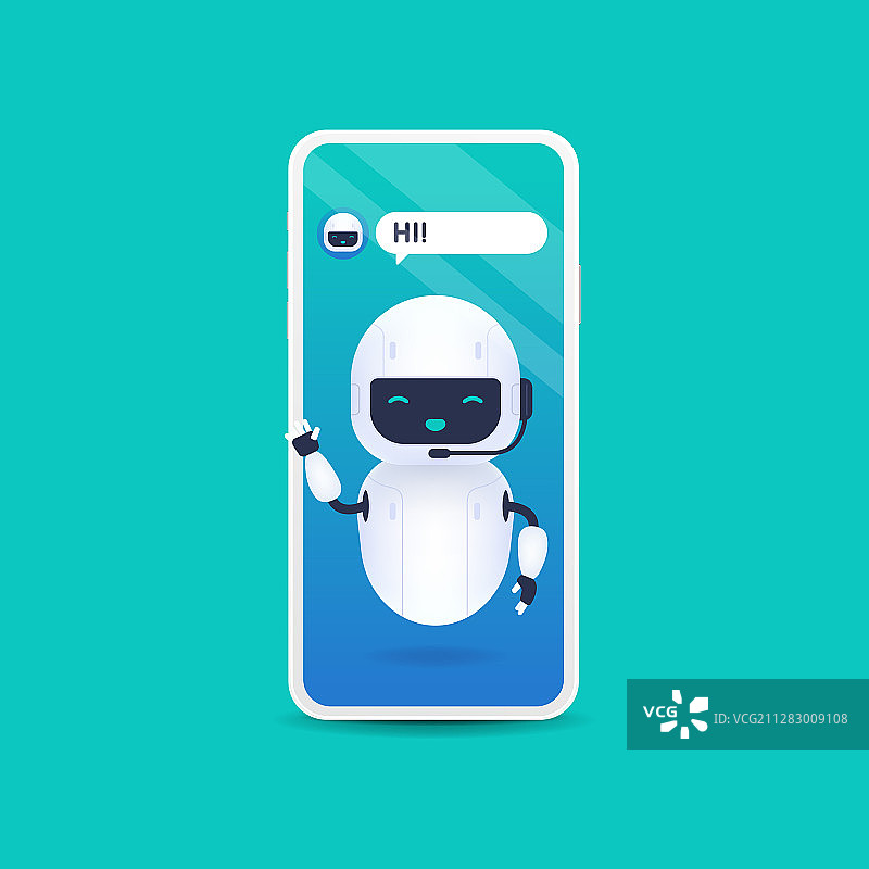 友好的白色安卓机器人打招呼图片素材