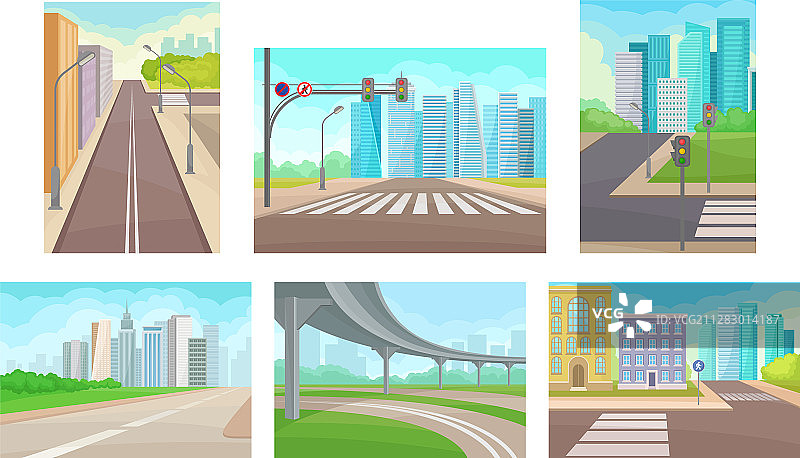 城市道路和高速公路合集图片素材