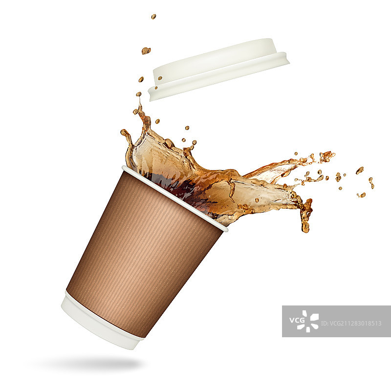 纸杯中的咖啡飞溅图片素材