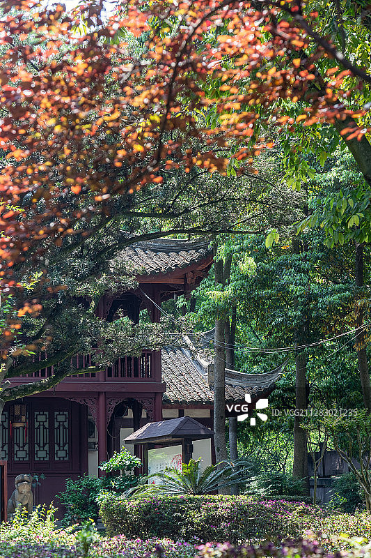 成都郫都区纪念古蜀王望帝杜宇丛帝开明的古望丛祠景区古建筑一角图片素材