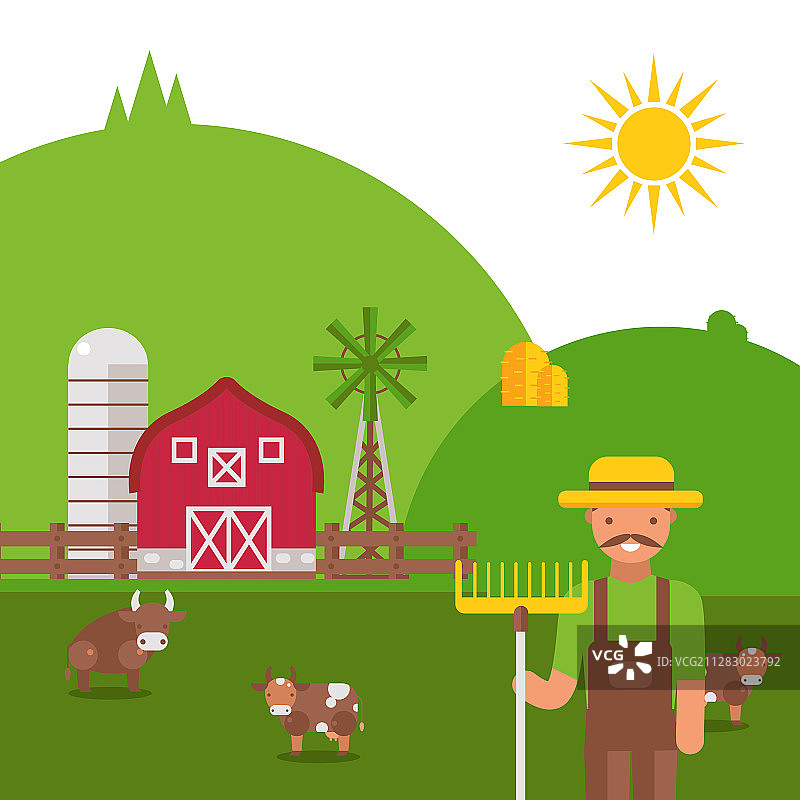 扁平风格的农田景观图片素材