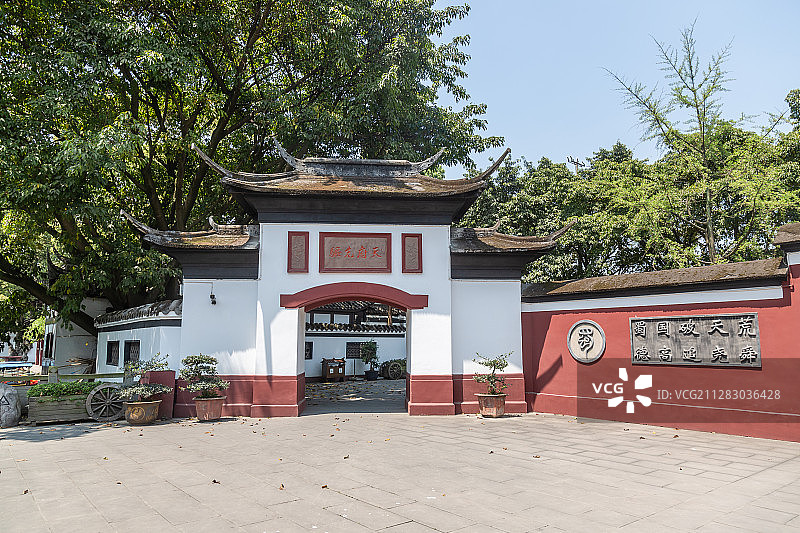 四川成都郫都区纪念古蜀王望帝杜宇丛帝开明的古望丛祠景区图片素材