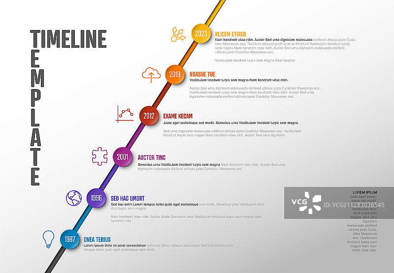 信息图：公司里程碑时间轴（对角线）图片素材