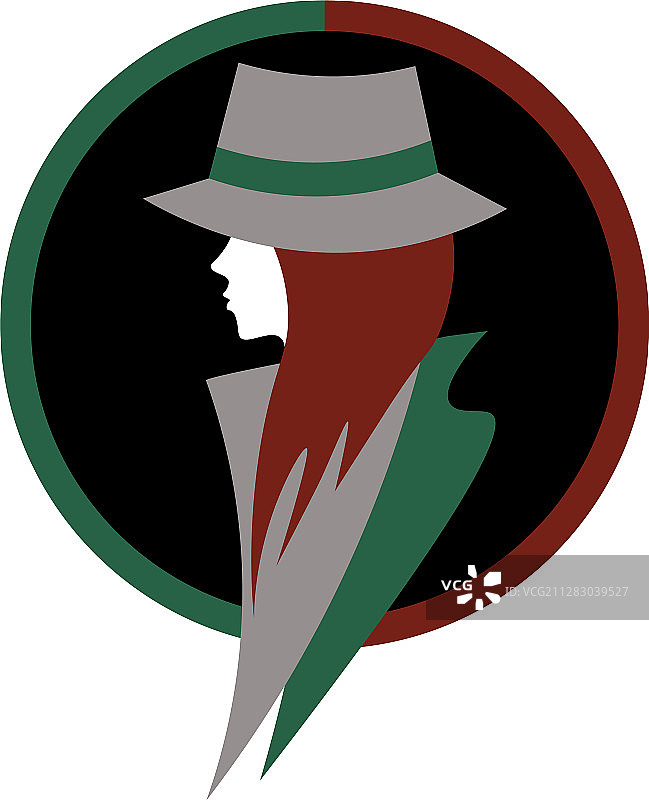 戴着经典帽子和外套的红发女人图片素材