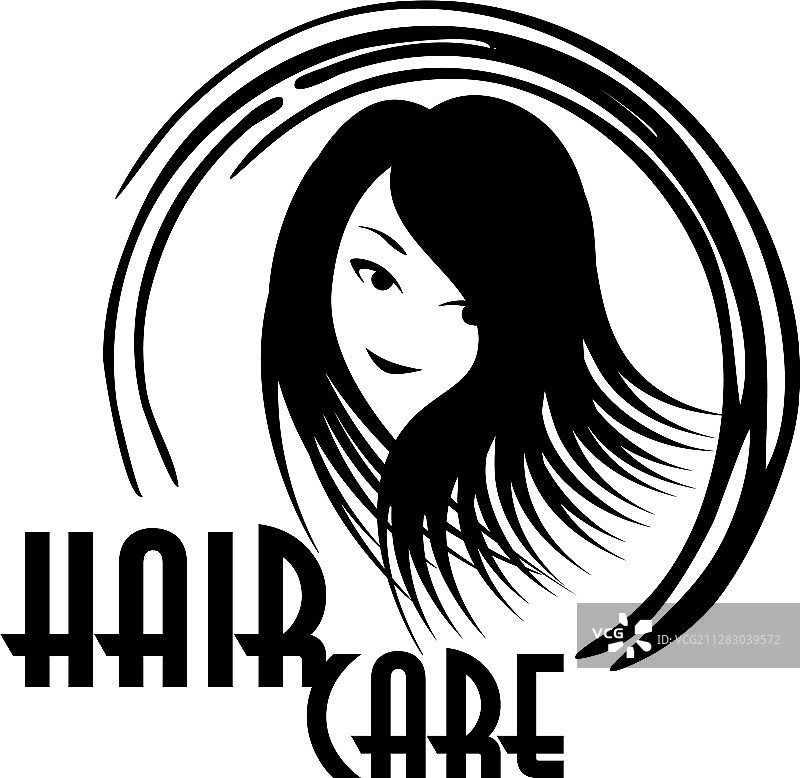 带有微笑女性面孔的护发Logo图片素材