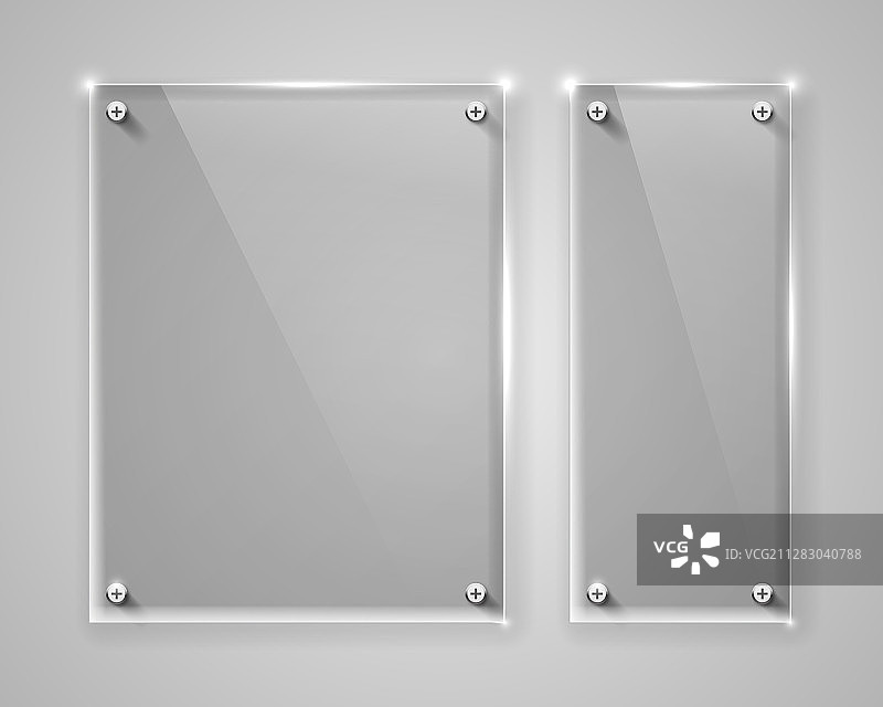 逼真水平透明玻璃框架图片素材