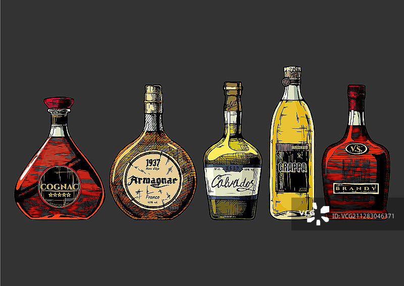 不同类型的白兰地图片素材