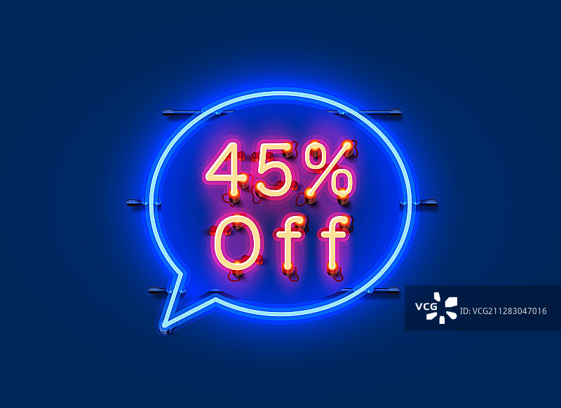 霓虹聊天框45%折扣文本banner夜间标志图片素材