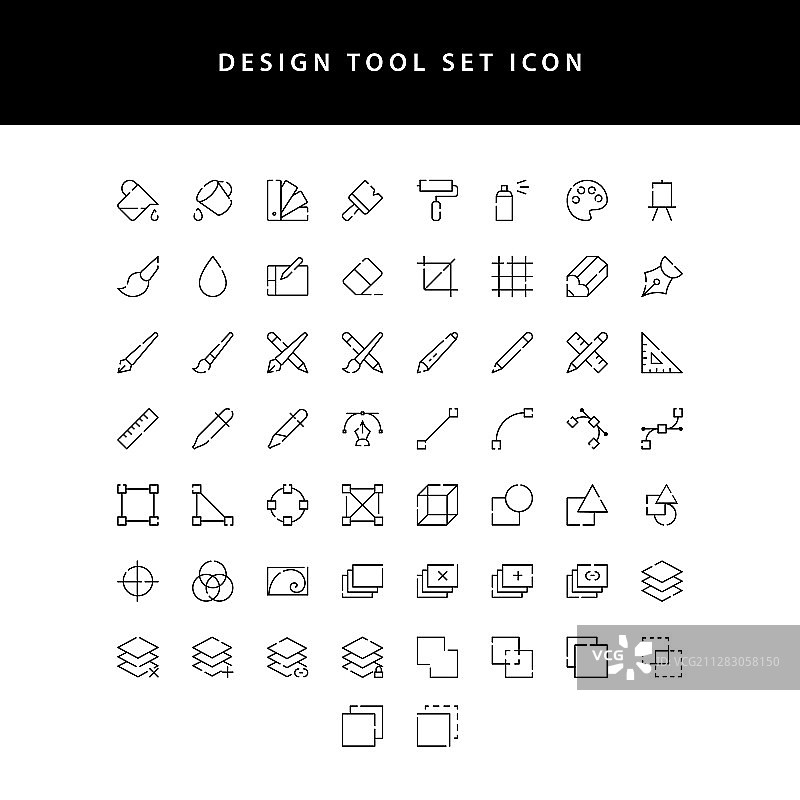 平面设计师用品和工具图标集图片素材