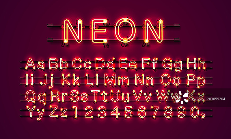 红色霓虹城市英文字母图片素材