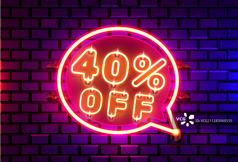 霓虹聊天框4折优惠文字banner夜间标志图片素材