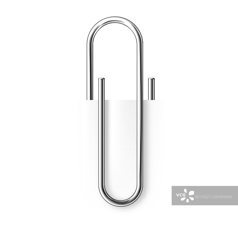 白色背景上的逼真金属回形针图片素材