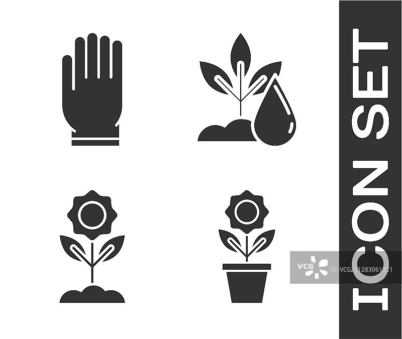 盆栽鲜花园艺手套套装图片素材