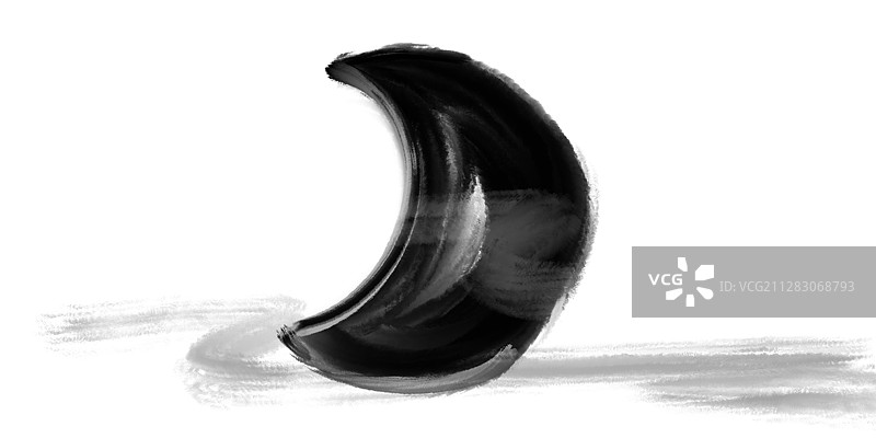 水墨抽象插画元素月亮图片素材