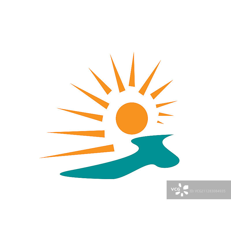 黄色太阳的抽象日落logo设计图片素材