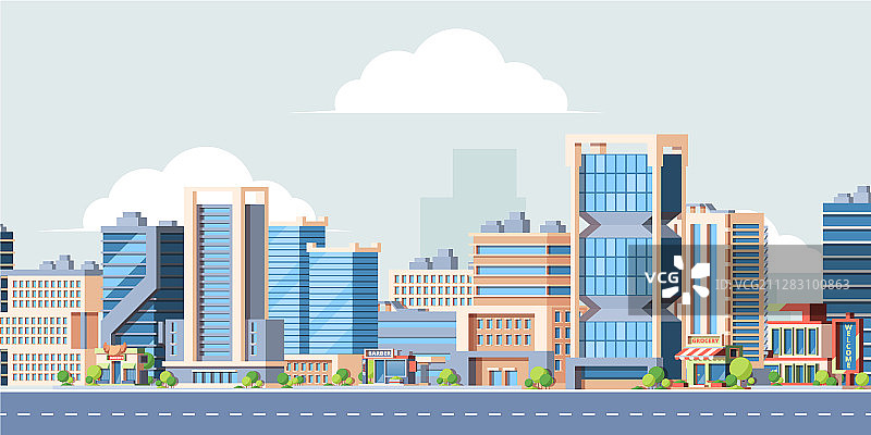 彩色扁平城市景观图片素材