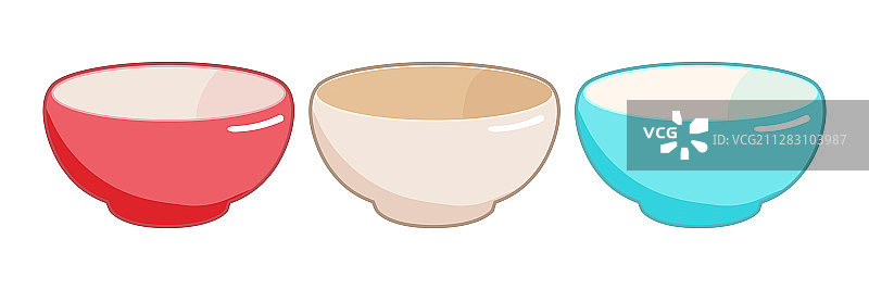 不同颜色的空碗图片素材