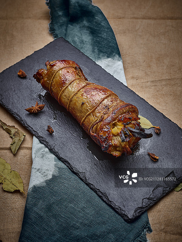 烤牛腹肉肥牛卷图片素材