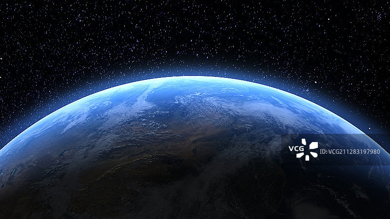 星空中蓝色的地球图片素材