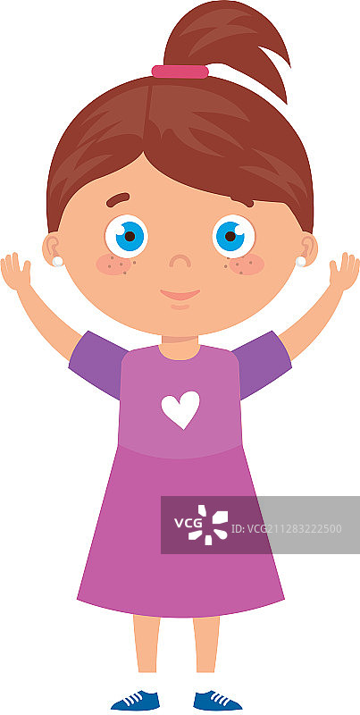 站在白色背景上的可爱女孩图片素材