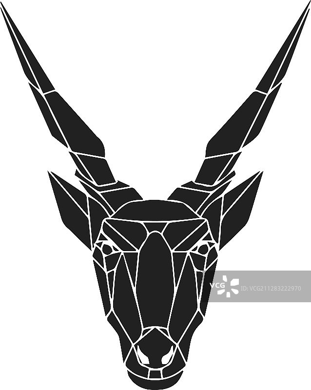 黑色几何羚羊头部图片素材