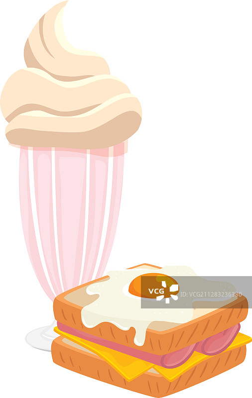 美味鸡蛋三明治和奶昔图片素材