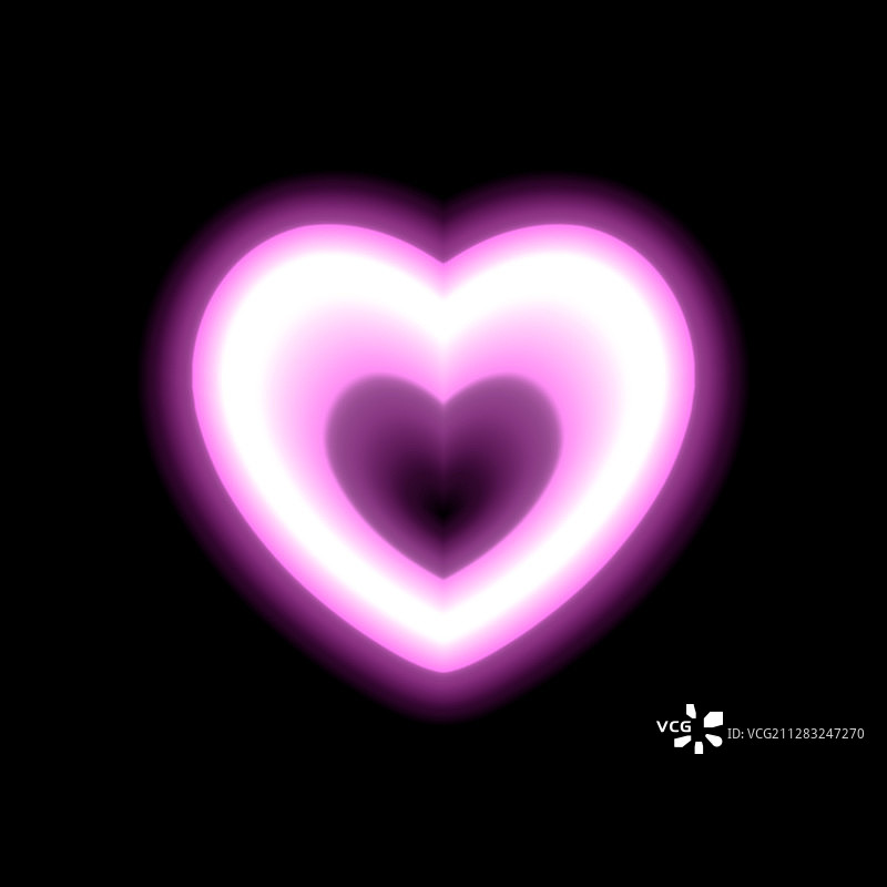 心形轮廓霓虹灯或粉色发光效果图片素材