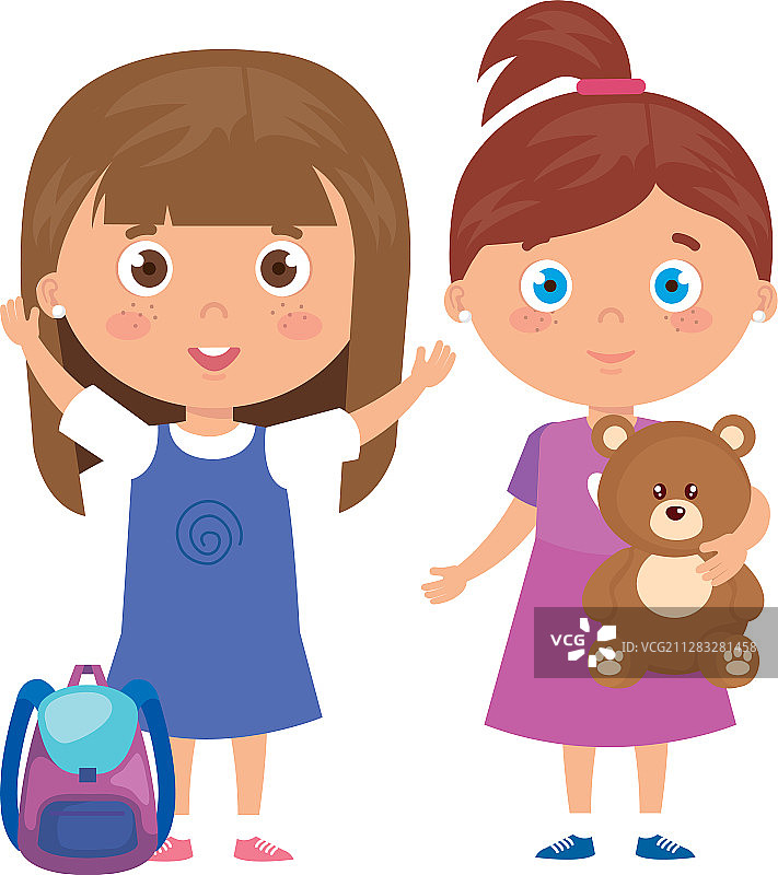 女孩们站在白色背景上图片素材