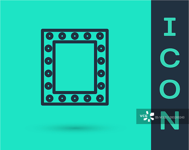 带灯的化妆镜黑色线条图标图片素材