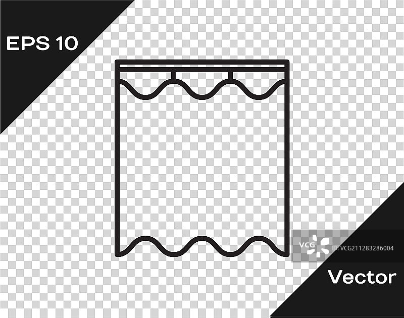 透明背景上的黑色线条窗帘图标图片素材