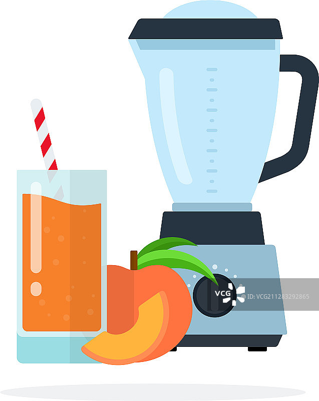 搅拌机中装有桃汁图片素材