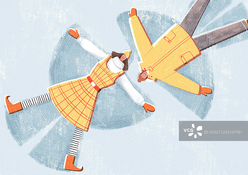 一起雪天使图片素材