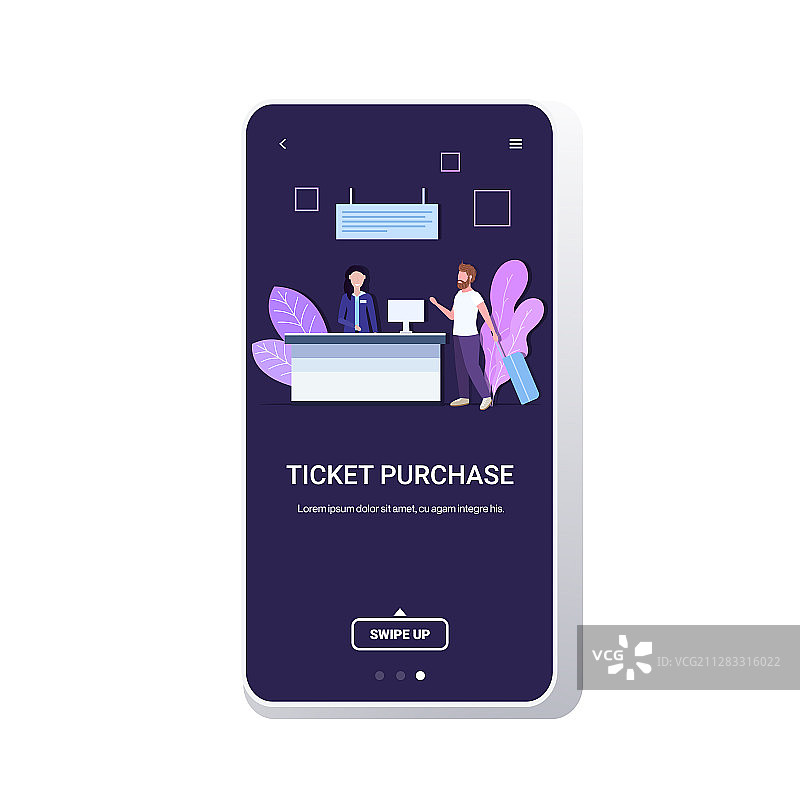 男人在柜台前等候，携带行李图片素材