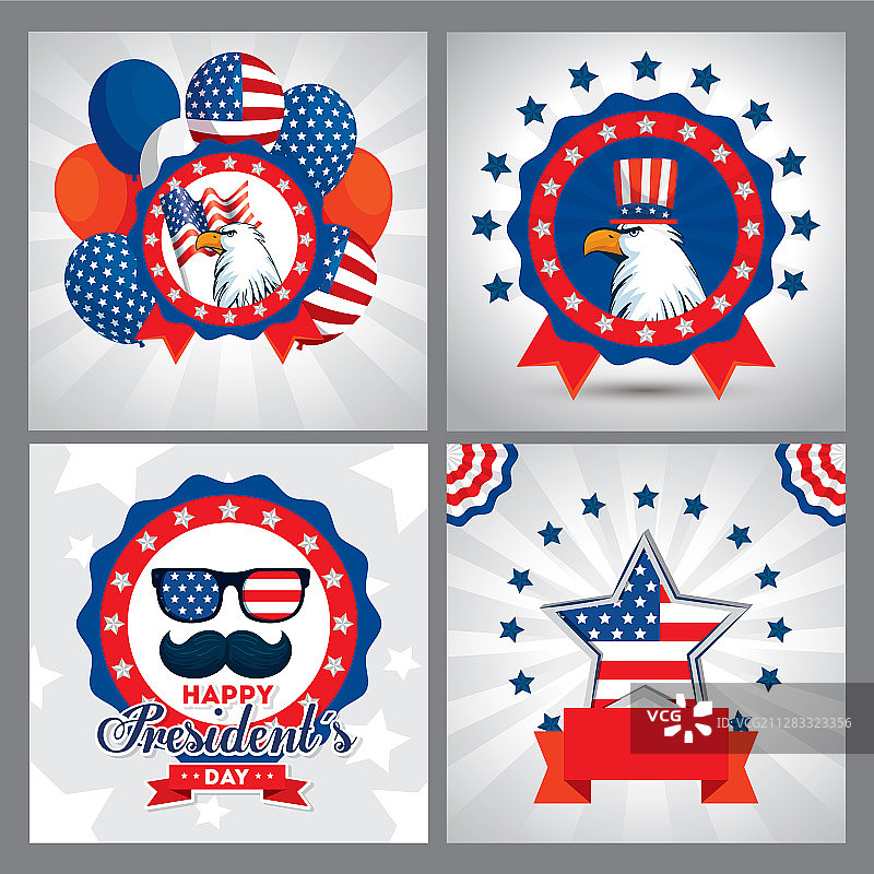 老鹰眼镜胡子和星星美国快乐图片素材