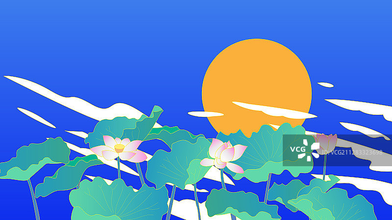 中国风的荷花和荷叶图片素材