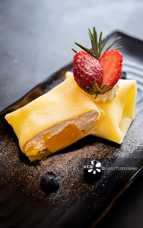 芒果班戟奶油冻图片素材