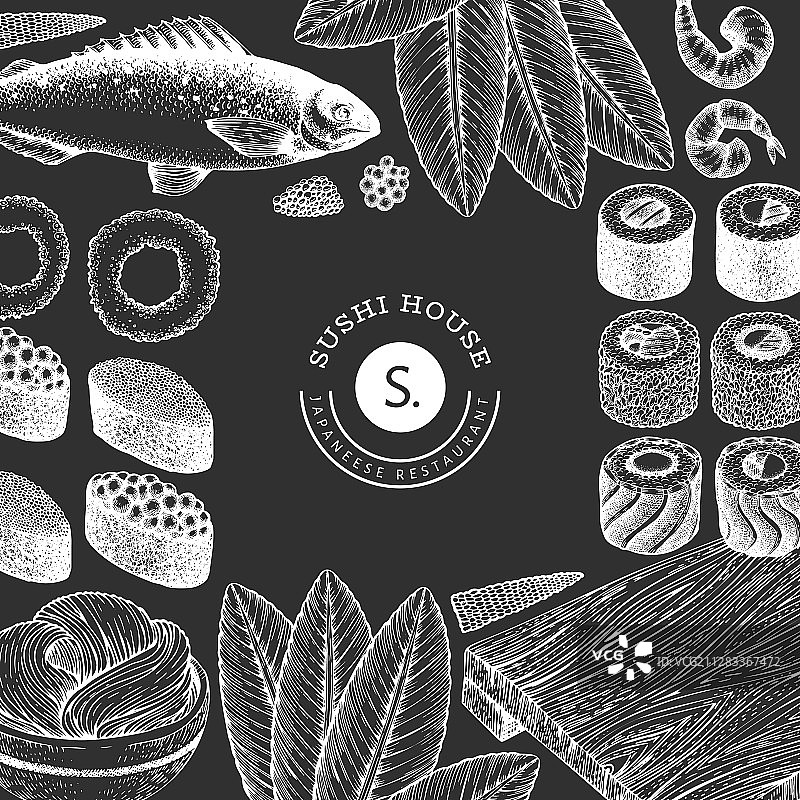手绘寿司日式料理设计模板图片素材