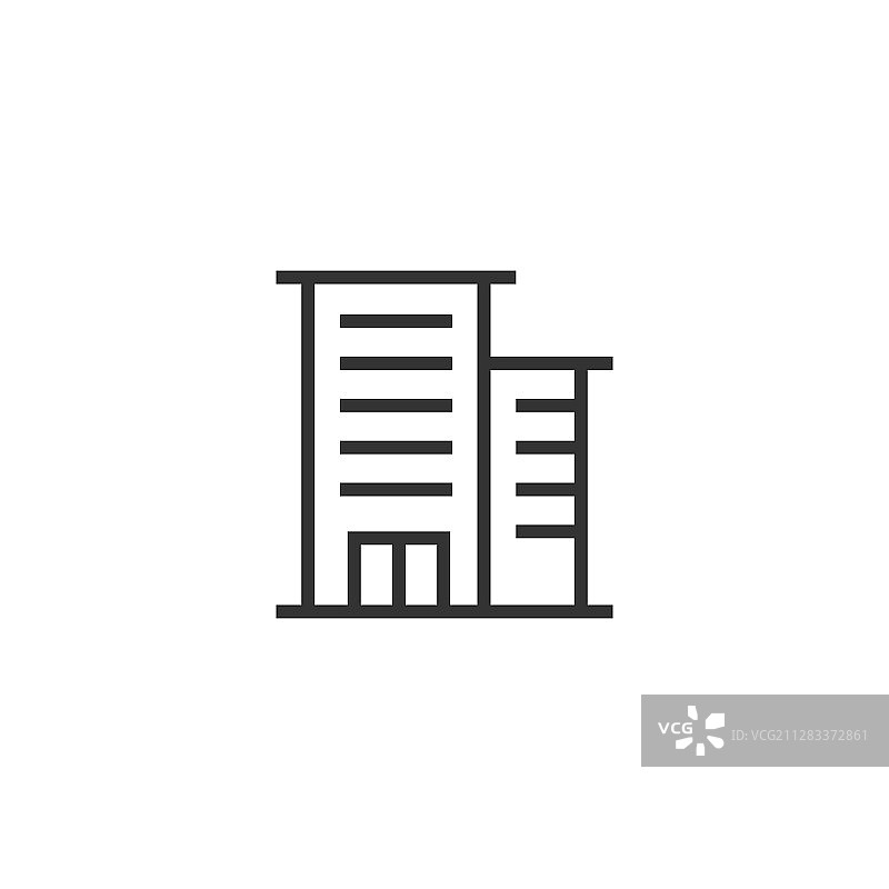 建筑图标在平坦风格的城市摩天大楼图片素材